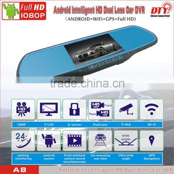 DTY car wireless reversing camera with rearview mirror,android android gps dvr,A8