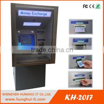 Currency exchange kiosk touch screen kiosk with cash and coin exchange