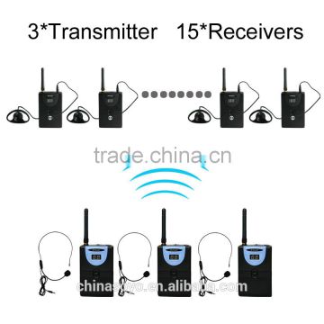 TP-Wireless Tour Guide System for Church, Simultaneous Translation, Meeting, Museum Visiting 3 transmitter 15 Receivers