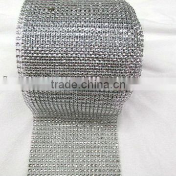 Silver plastic rhinestone mesh trimming without stone
