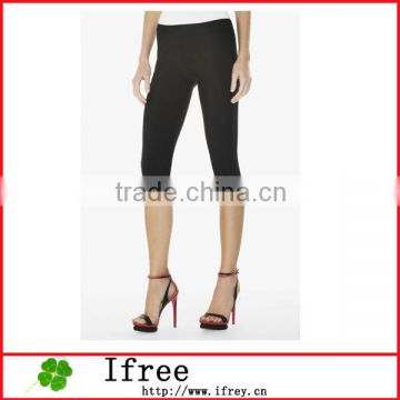 cool black cropped trousers made of rayon