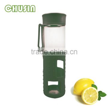 transparent glass water bottle with silicone sleeve 100% food grade