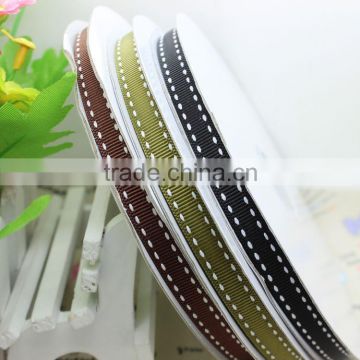 9mm white stitched grosgrain textlie ribbon for bow tie