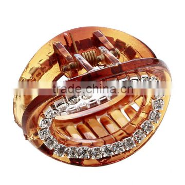 New Design Lip Shape Plastic Hair Barrette Jewelry Shiny Crystal Oval Amber Color Hair Claw Clips Accessories For Party Women