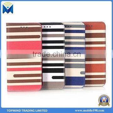 Popular Style Stripe Pattern Credit Card Folio Leather Case for Samsung Galaxy S7 Edge