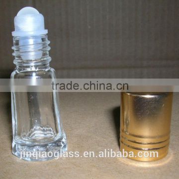 Octgonal Roll on Glass Perfume Bottle with Golden Cap