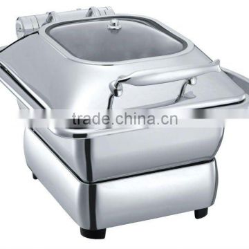 GW-SS21-GL 4L Stainless Steel Exquisite Electric Chafing Dish With Glass Lid (Hydraulic System)