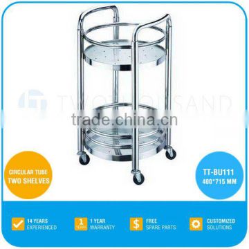 TWOTHOUSAND Hot Cart TT-BU111- Two Shelf Round Type Small Mobile Juice Bar Cart With Wheels