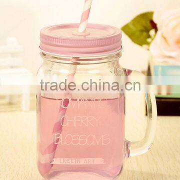 clear glass mason jar with handle