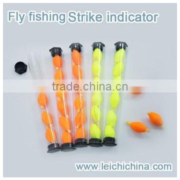Orange and yellow fishing strike indicator
