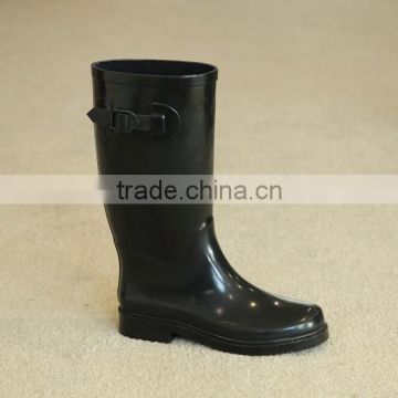 Womens Black Waterproof Rubber Rain Boots