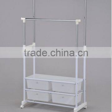 movable metal garment rack with storage drawer/clothes rack