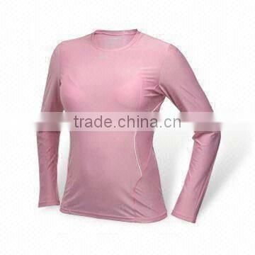 Women's Long-sleeved T-shirt, Customized Colors are Accepted, Made of 95% Cotton and 5% Spandex