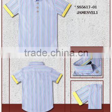 2017 latest stripe short sleeve kids shirts for boy