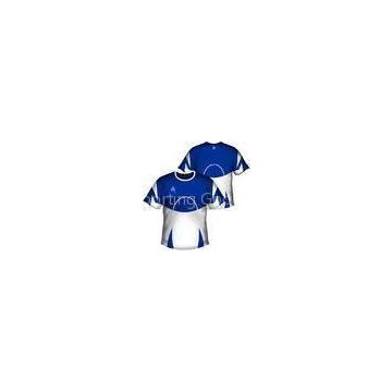 Blue / White Custom Football Jerseys Sportswear, Soccer Team Uniforms For Kids