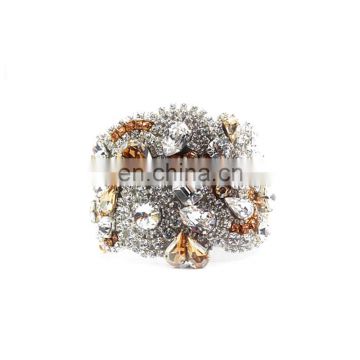 Aidocrystal Handmade Wedding jewelry bridal bracelet champange golden crystal cuff hollywood style rhinestone breacelet