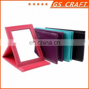 New style promotional square folding soft PU leather mirror