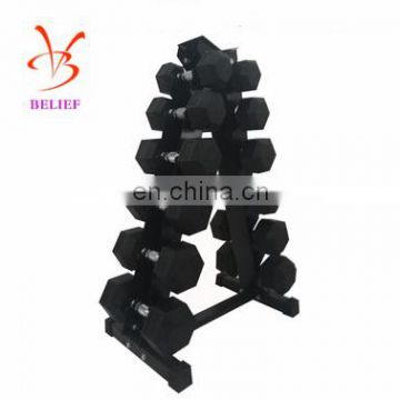 Triangle Six Pairs of Round Head Plated Dumbbell Set Rack Home Commercial Fitness Equipment