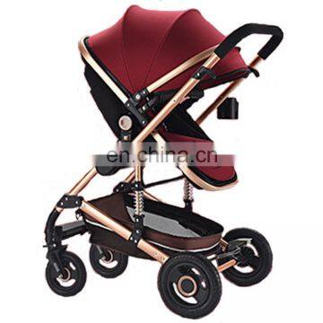 Factory hot sales rose gold aluminium convertible car seat stroller 3 in 1