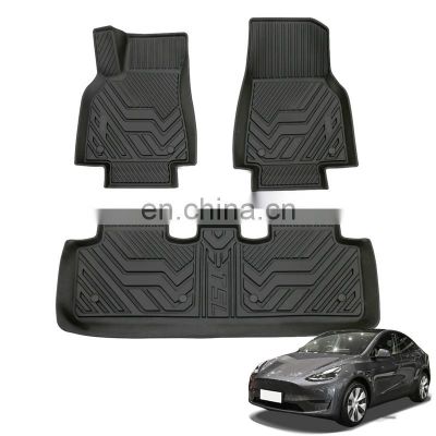 For Tesla Model Y Car Waterproof Non-Slip Floor Mat Luxury Anti Dirt Protective Mats Foot TPE Rubber Floor Pad Interior