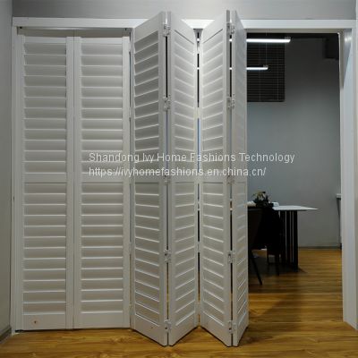 Sliding Horizontal Plantation Shutters PVC Clear View Shaped Shutters Modern Shade Louver Blinds direct from China