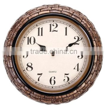 15 inch Home Decorative Natural Coconut Shell Mosaic Wall Clock Mute