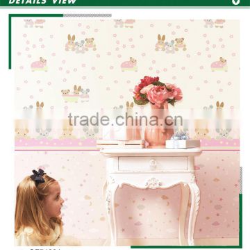 clearance printing non woven wallpaper, cupcake pink for kids animal wall covering for kids , charming wall decor maker