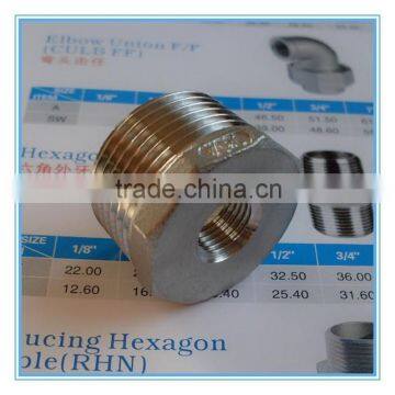 stainless steel ss316 bsp pipe fitting reducing bush 1"x1/2"