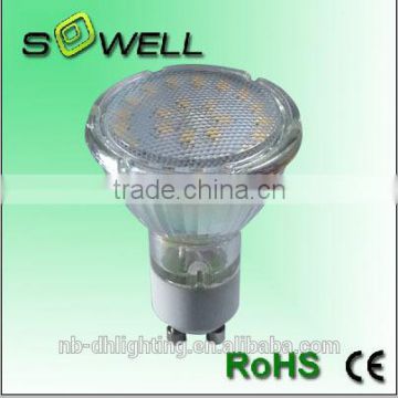 220-240V 5W 28358SMD 24PCS GU10 LED lamps, 3000K Glass 30000H LED lights made in China