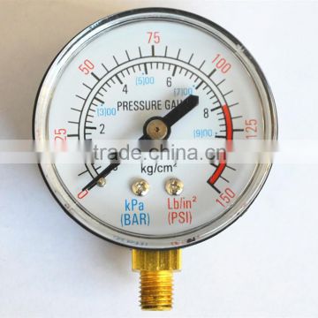 plastic case bourdon tube type pressure gauge