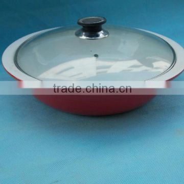 YT red ceramic soup plate with lid