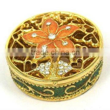 wholesale diamond Eurostyle flower Jewelry Box, Made of Metal-alloy