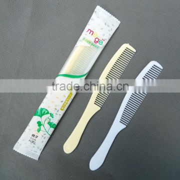 Hotel disposable amenity plastic comb in white yellow colour