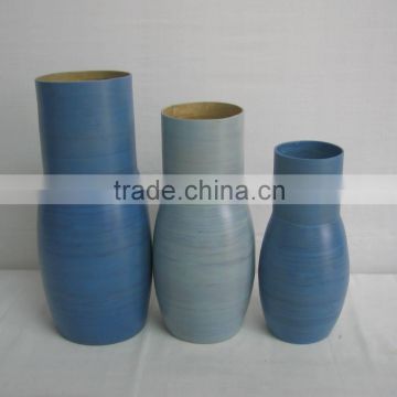 Set/ 3 Round Bamboo Vase From Viet Nam