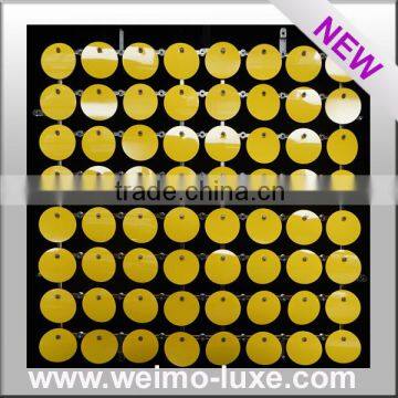 2016 New Patent Yellow Disc Sequins With Clear Grid For Event/Show/Stage Backdrop Decoration