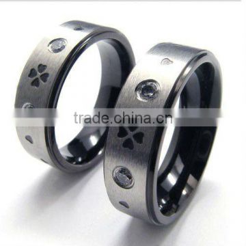 black engraved tungsten ring with diamond for men