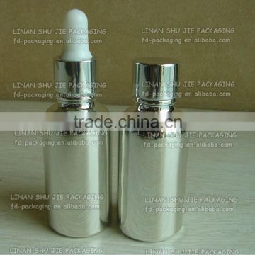 30ml shiny silver color glass dropper bottle , for essential oil,serum use