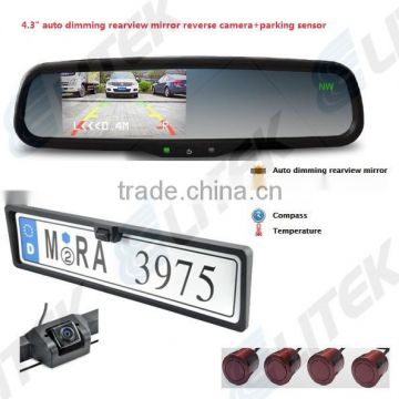 4.3" Roof Placement car rearview mirror monitor with reverse camera/parking sensor