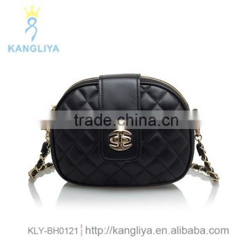 PU ladies classical handbag black lattice circle chain bag Chinese fashion popular woman bags