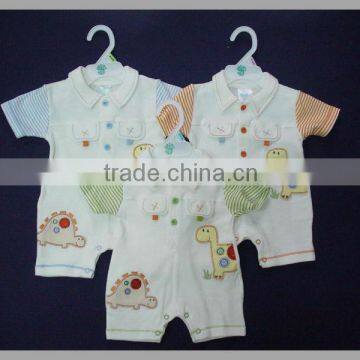 100% cotton printed embroidery baby animal romper