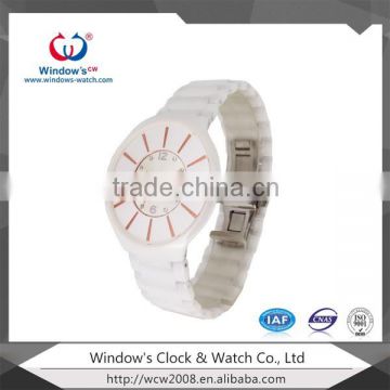 Luxury Elegant New Lady Women Sports White Ceramic Waterproof Watch white chronograph ceramic watch