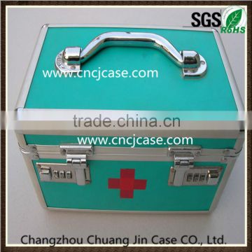Green aluminum medical case with handle