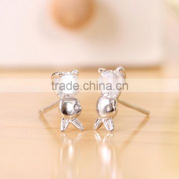 Online checkout wholesale 925 sterling silver cut bear earring