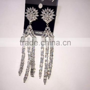 wedding style brass jewelry AAA cubic zirconia bridal earrings