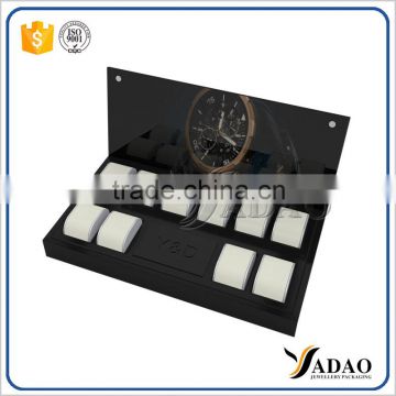 Elegant wooden with dark painting finish jewelry window display for luxury watch display