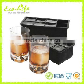 8 Cavity Flexible Silicone Ice Cube Tray, Square Whisky Ice Cube Maker