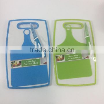hot sale non-slip plastic cutting board and flexible cutting mat set with knife
