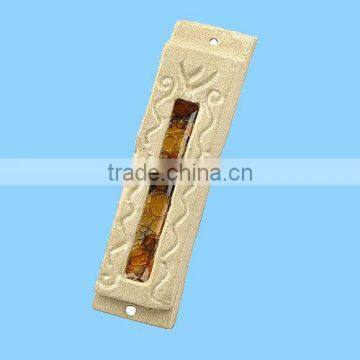 New Multicolored Glazed Ceramic Engraved Mezuzah