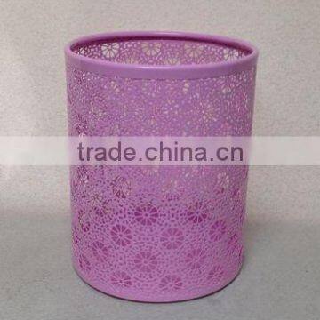 Store More Round Metal Punched Mesh Trash Can Purple Small