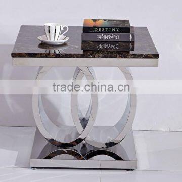 Circl Base Marble Top Metal Beside Table